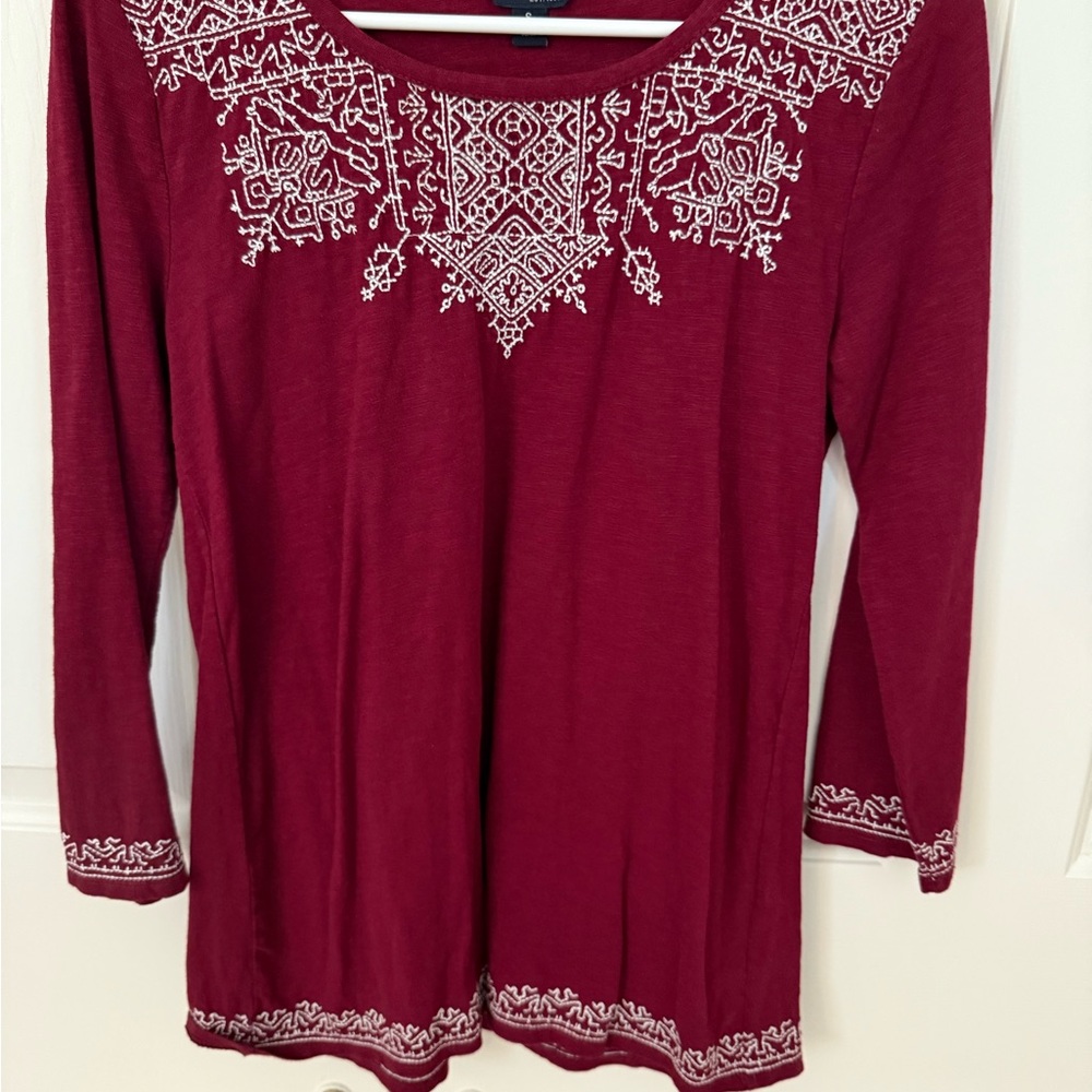 Lucky brand: Embroidered Burgundy Women's Top
